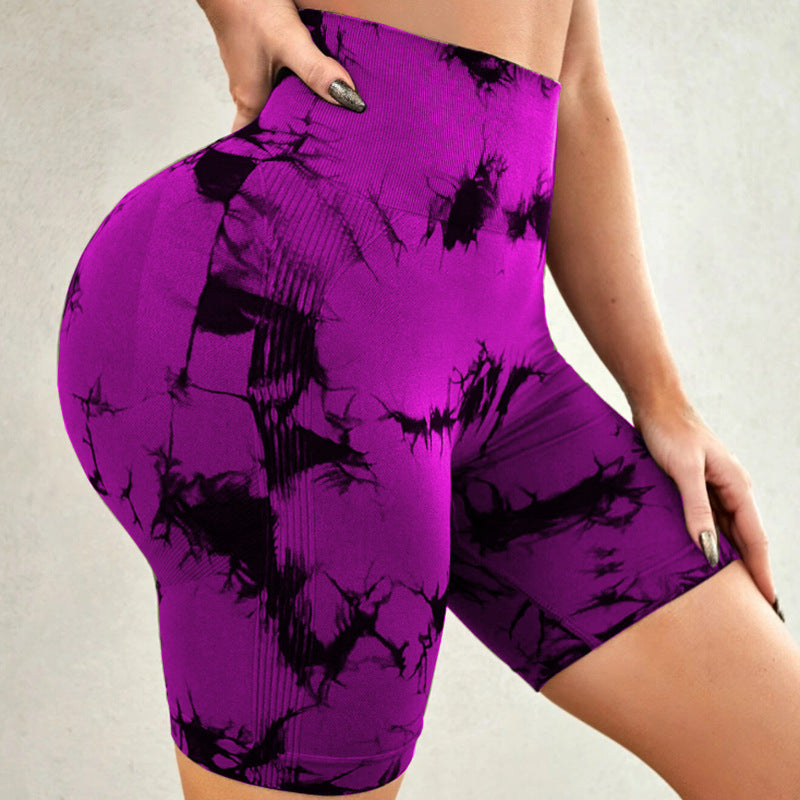 Tie-dye Printed Yoga Pants Summer Quick-drying Fitness Shorts Sexy High-waisted Hip-lifting Leggings Women Pants Tie-dye Printed Yoga Pants Summer Quick-drying Fitness Shorts Sexy High-waisted Hip-lifting Leggings Women Pants